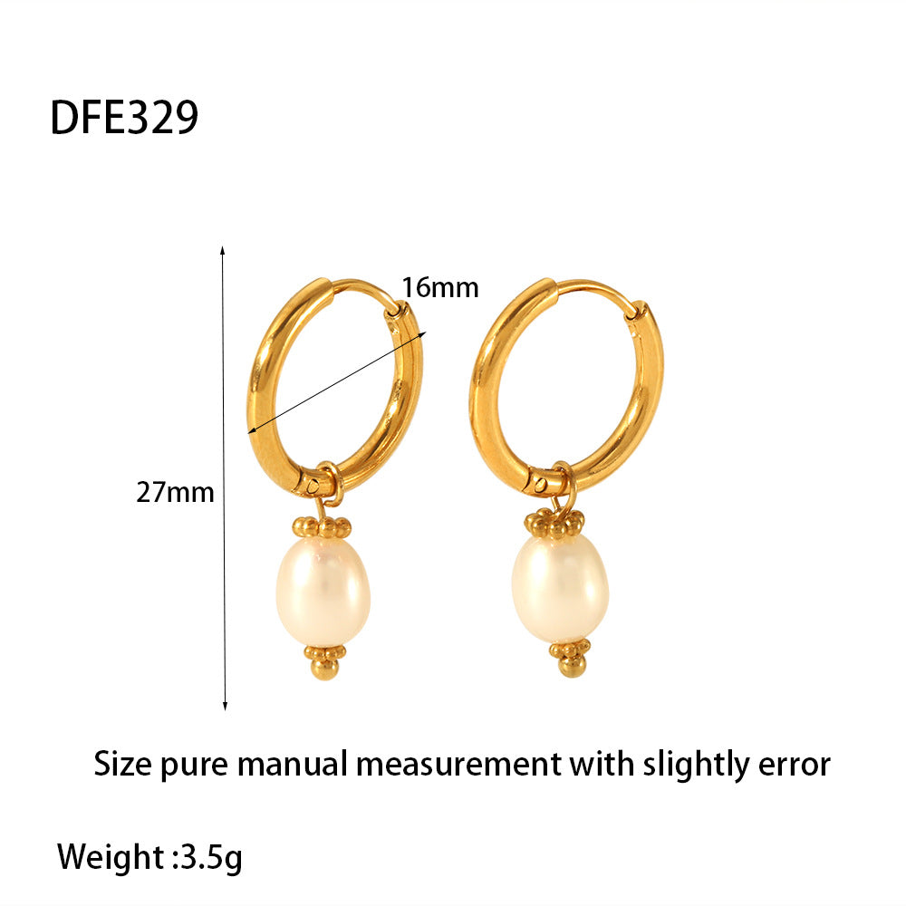 Pearl stainless steel earring