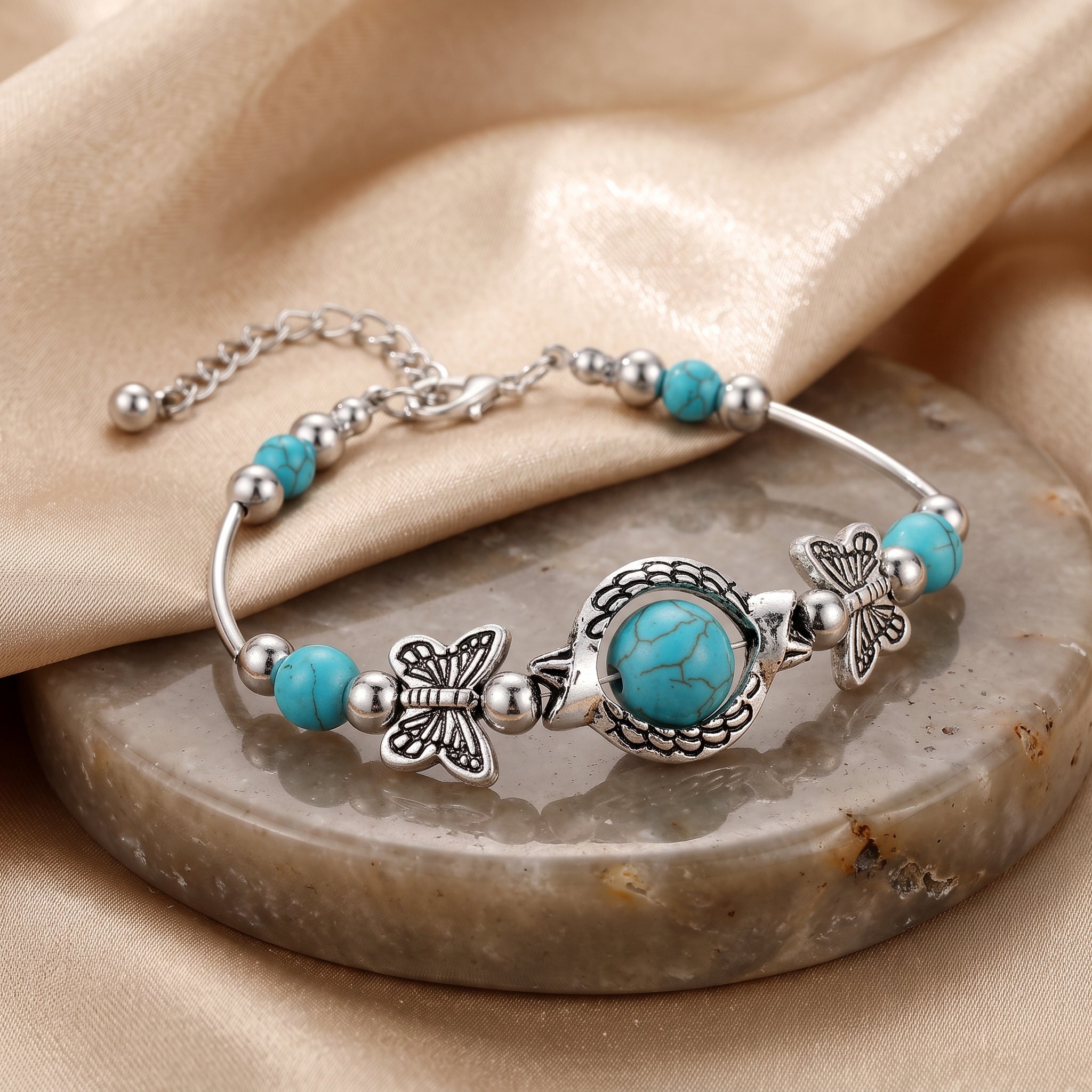 Retro Turquoise Butterfly Bracelet