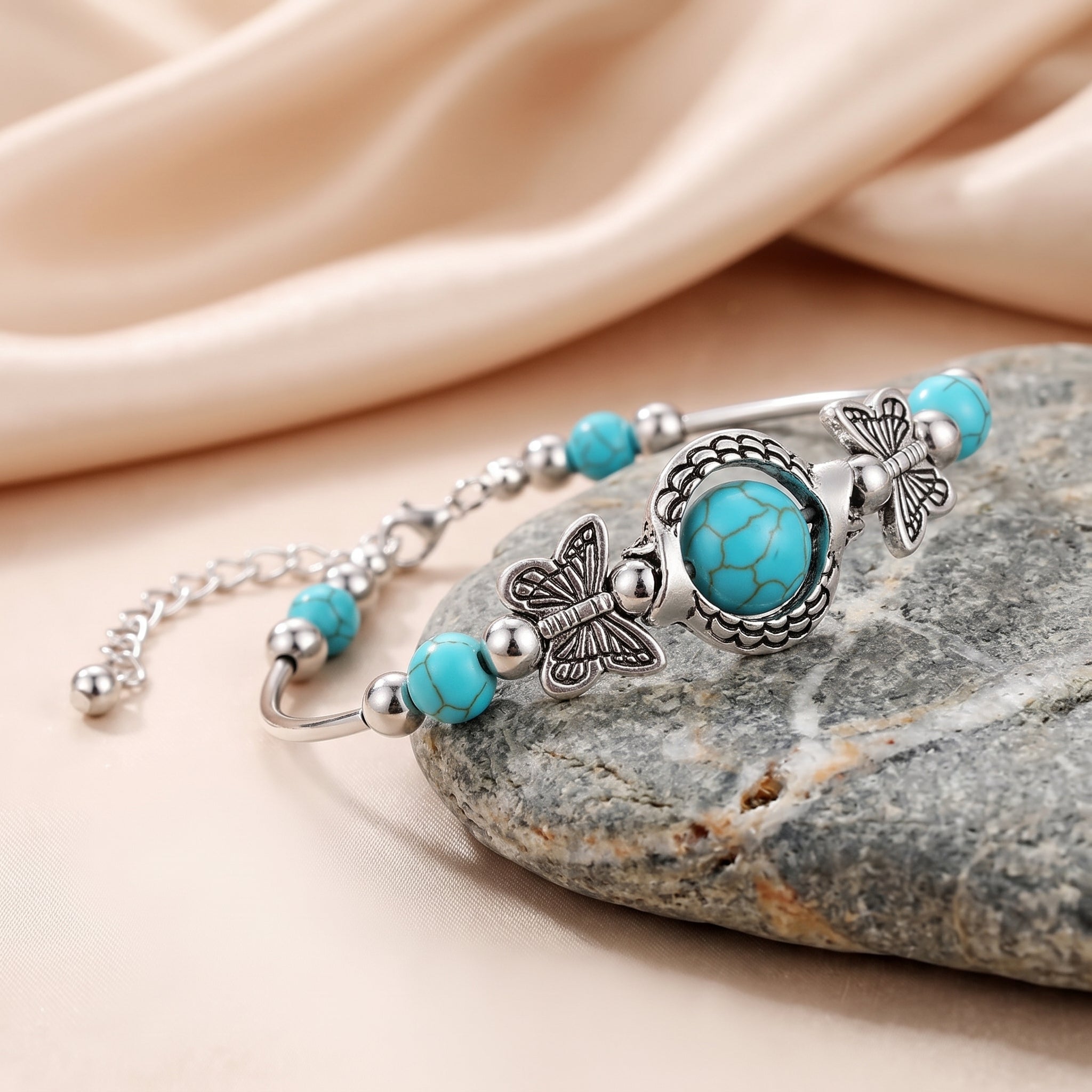 Retro Turquoise Butterfly Bracelet