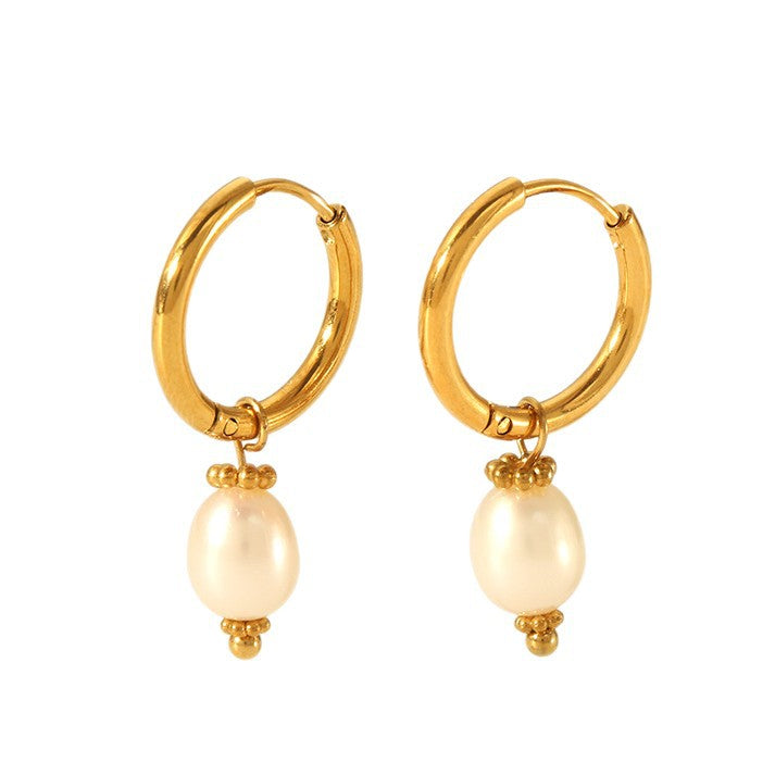 Pearl stainless steel earring