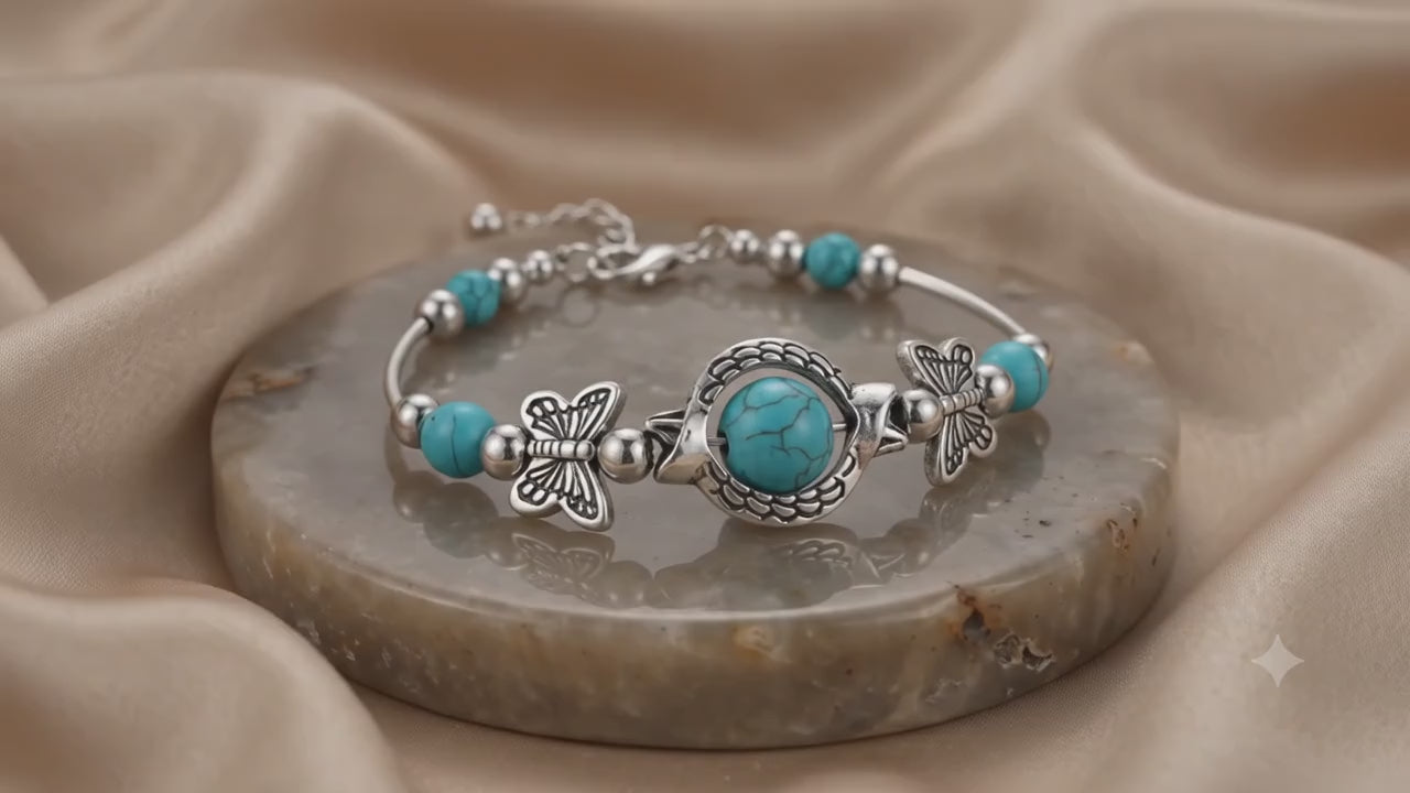 Retro Turquoise Butterfly Bracelet
